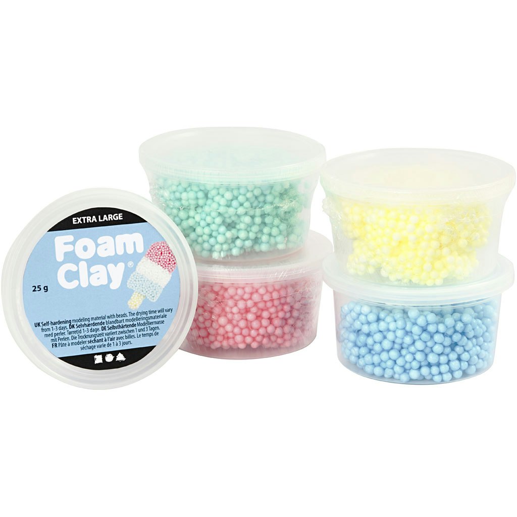 Foam Clay Extra Large, mixade färger, 5x25 g/ 1 förp.