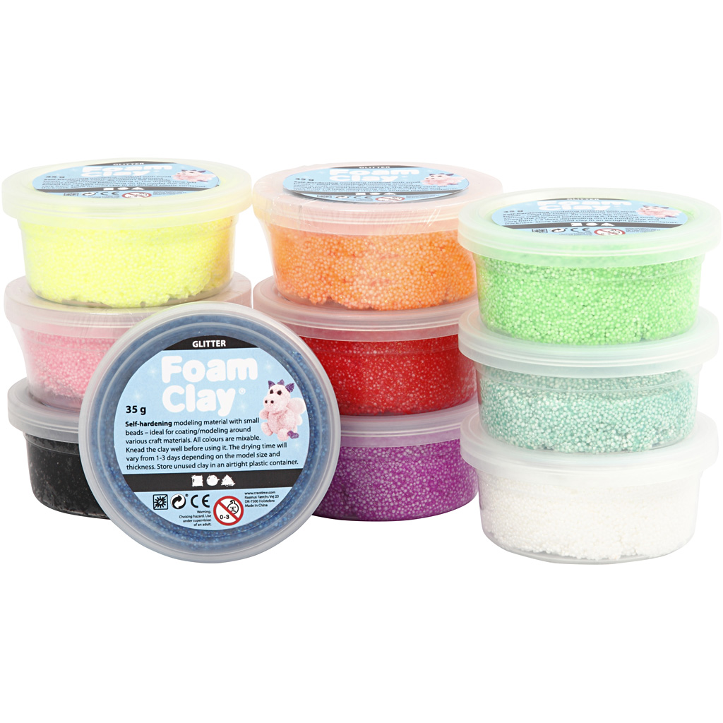 Foam Clay® , glitter, mixade färger, 10x35 g/ 1 förp.