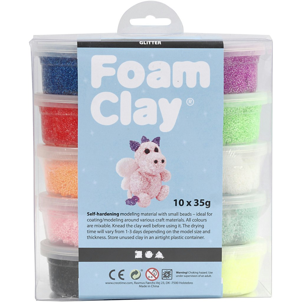 Foam Clay® , glitter, mixade färger, 10x35 g/ 1 förp.