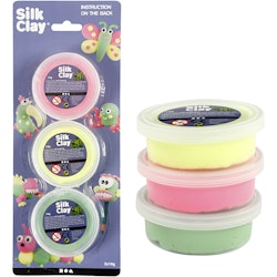 Silk Clay®, ljusgrön, neonrosa, neongul, 3x14 g/ 1 förp.