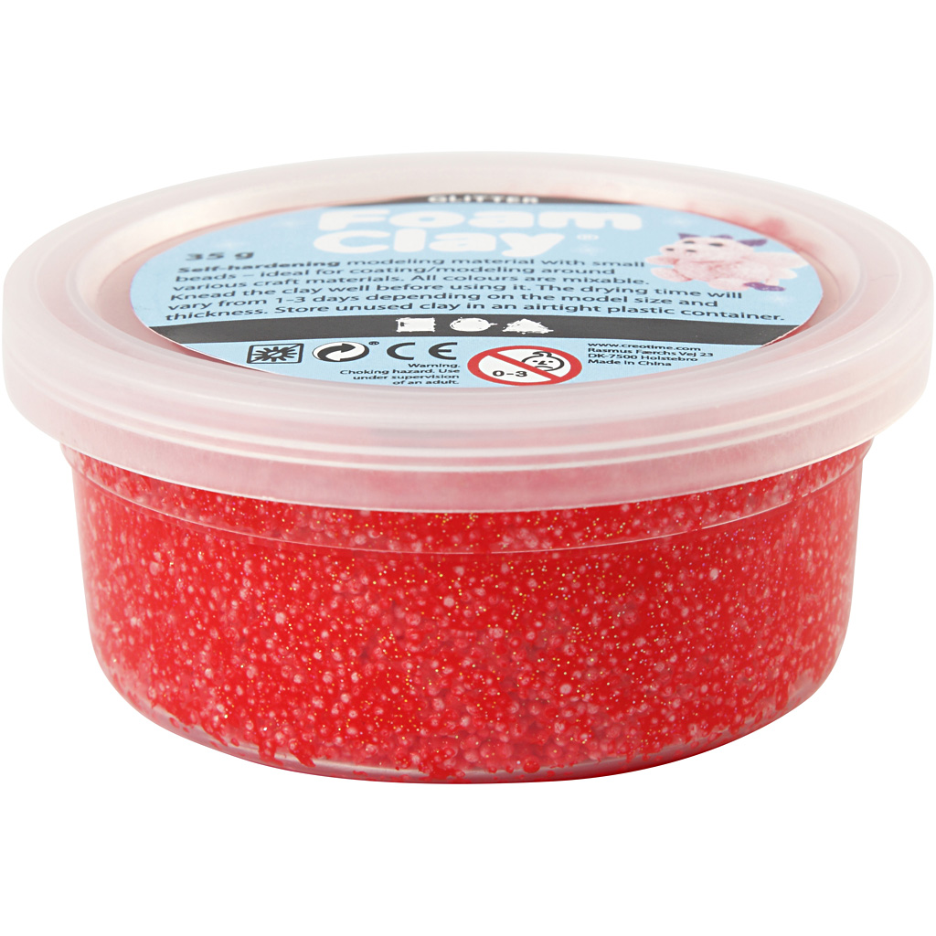 Foam Clay® , glitter, röd, 35 g/ 1 burk