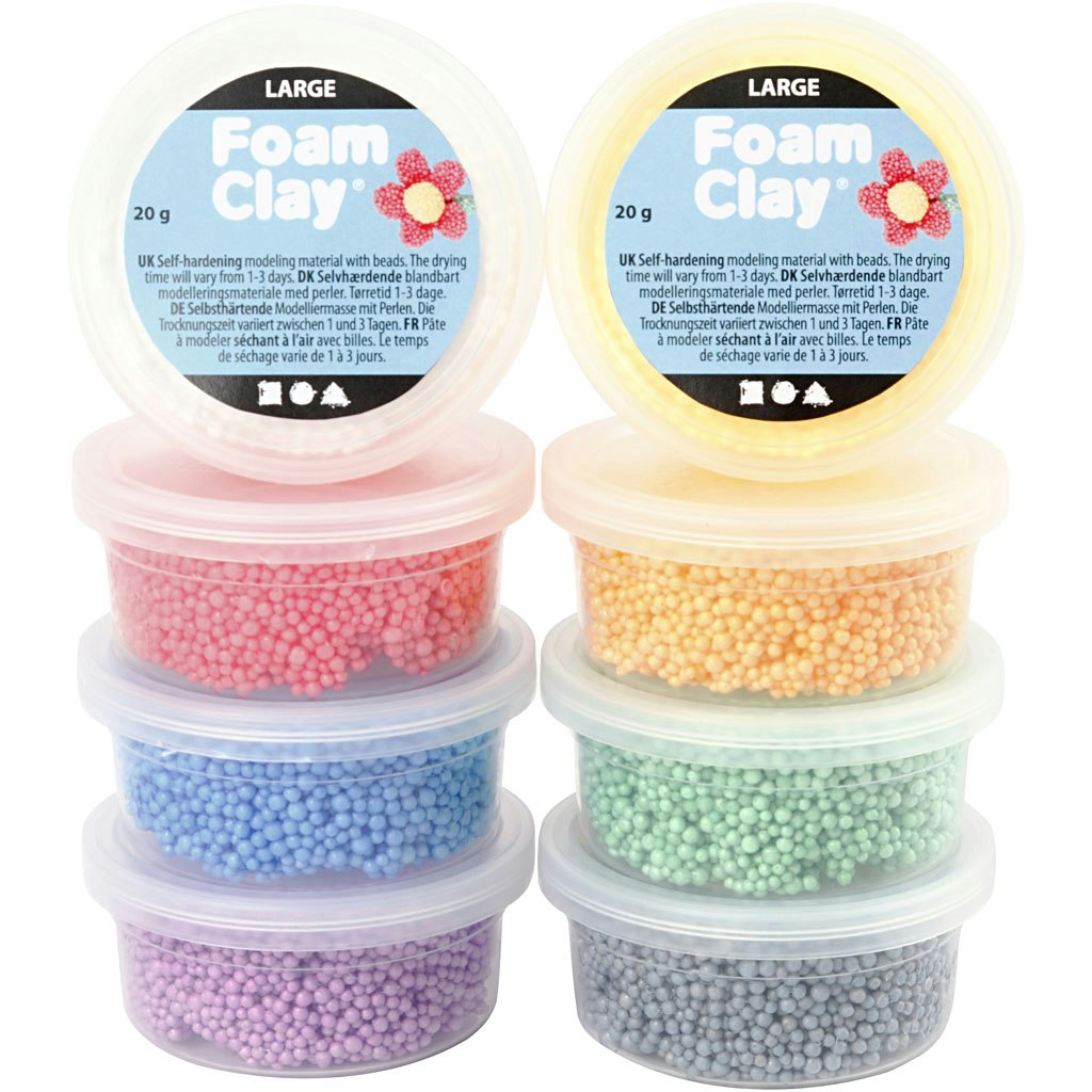 Foam Clay Large, mixade färger, 8x20 g/ 1 förp.