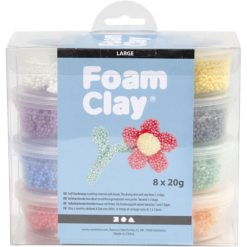 Foam Clay Large, mixade färger, 8x20 g/ 1 förp.