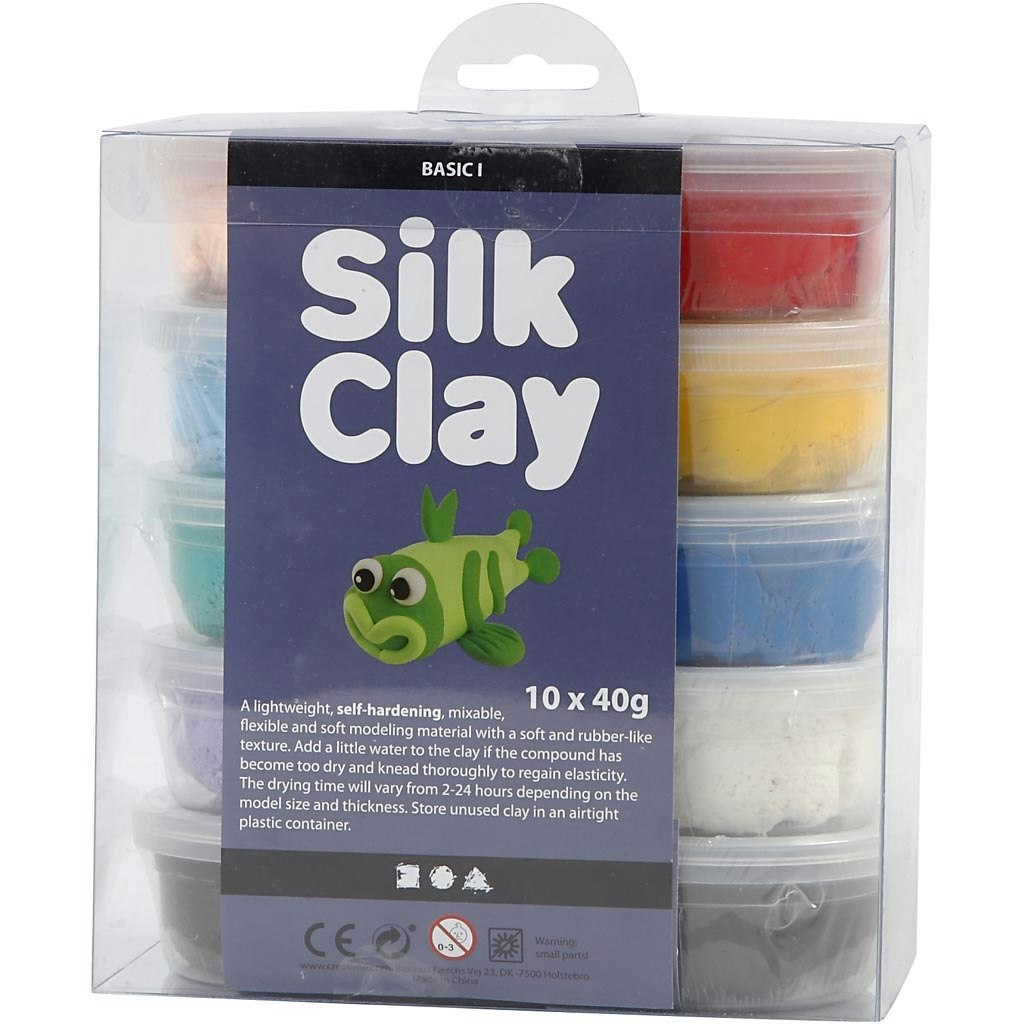 Silk Clay®, Basic 1, mixade färger, 10x40 g/ 1 förp.