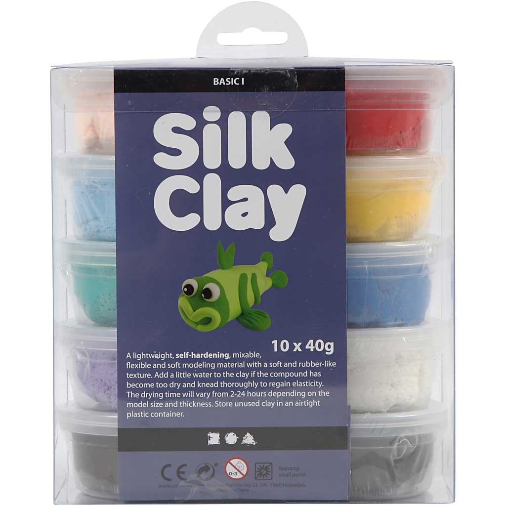 Silk Clay®, Basic 1, mixade färger, 10x40 g/ 1 förp.