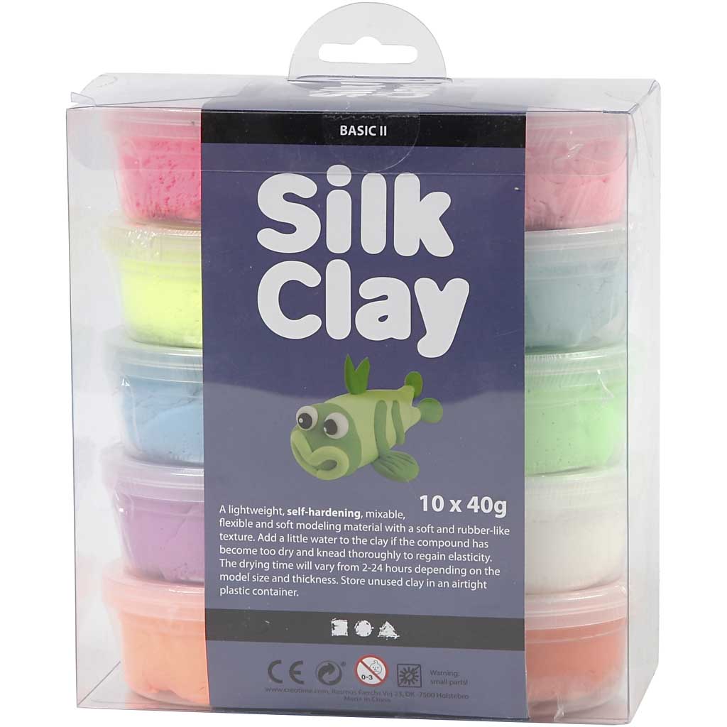 Silk Clay®, Basic 2, mixade färger, 10x40 g/ 1 förp.