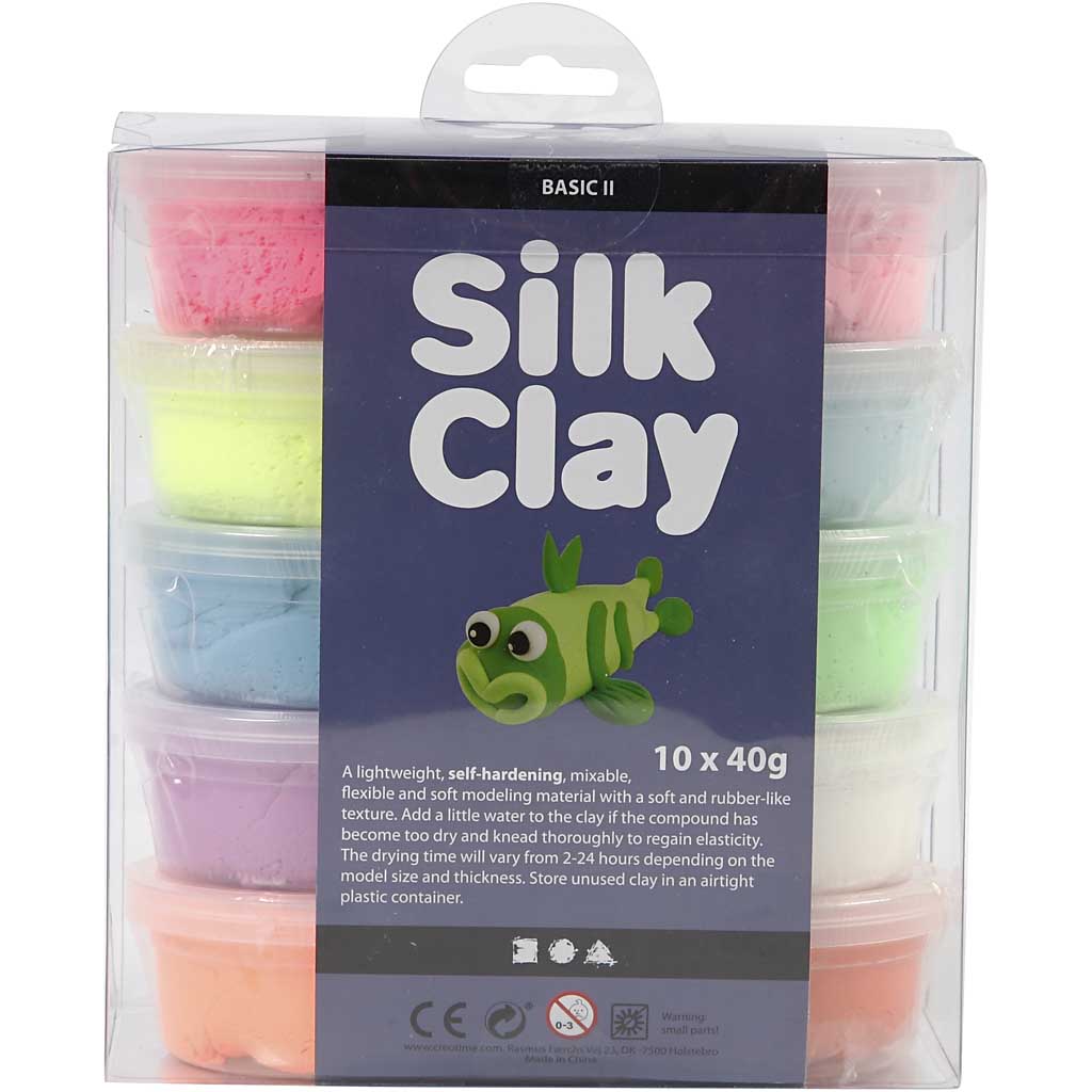 Silk Clay®, Basic 2, mixade färger, 10x40 g/ 1 förp.