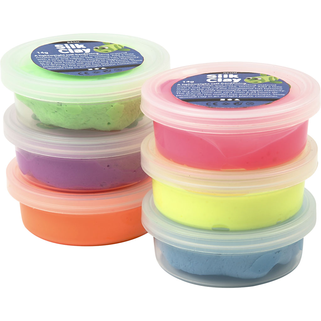 Silk Clay®, neonfärger, 6x14 g/ 1 förp.