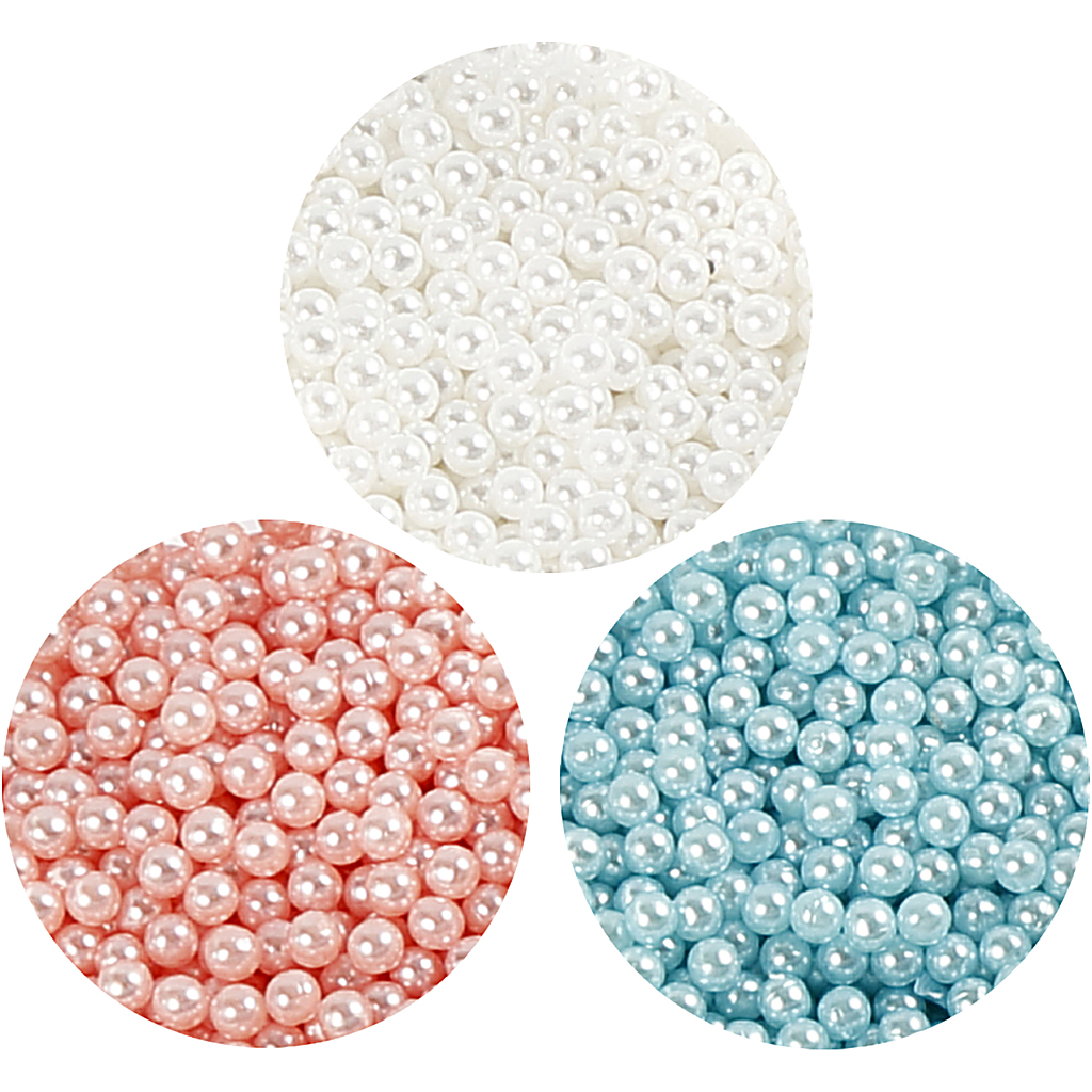 Pearl Clay® , ljusblå, ljusröd, råvit, 1 set, 3x25+38 g