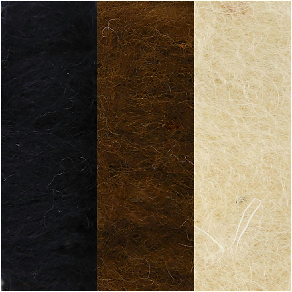 Kardad ull, svart/off-white/brun harmoni, 3x10 g/ 1 förp.