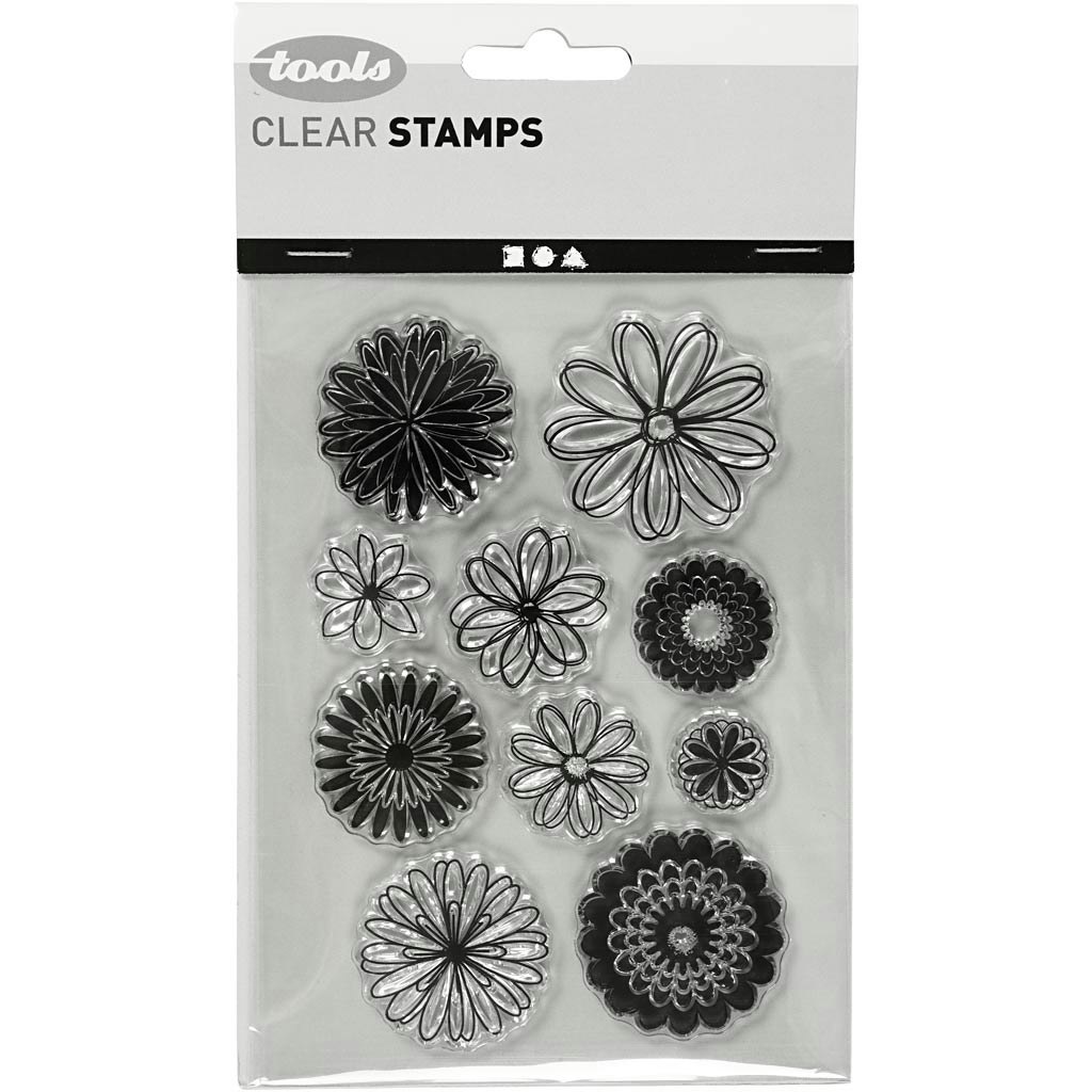 Clear Stamps, blommor, 11x15,5 cm, 1 ark