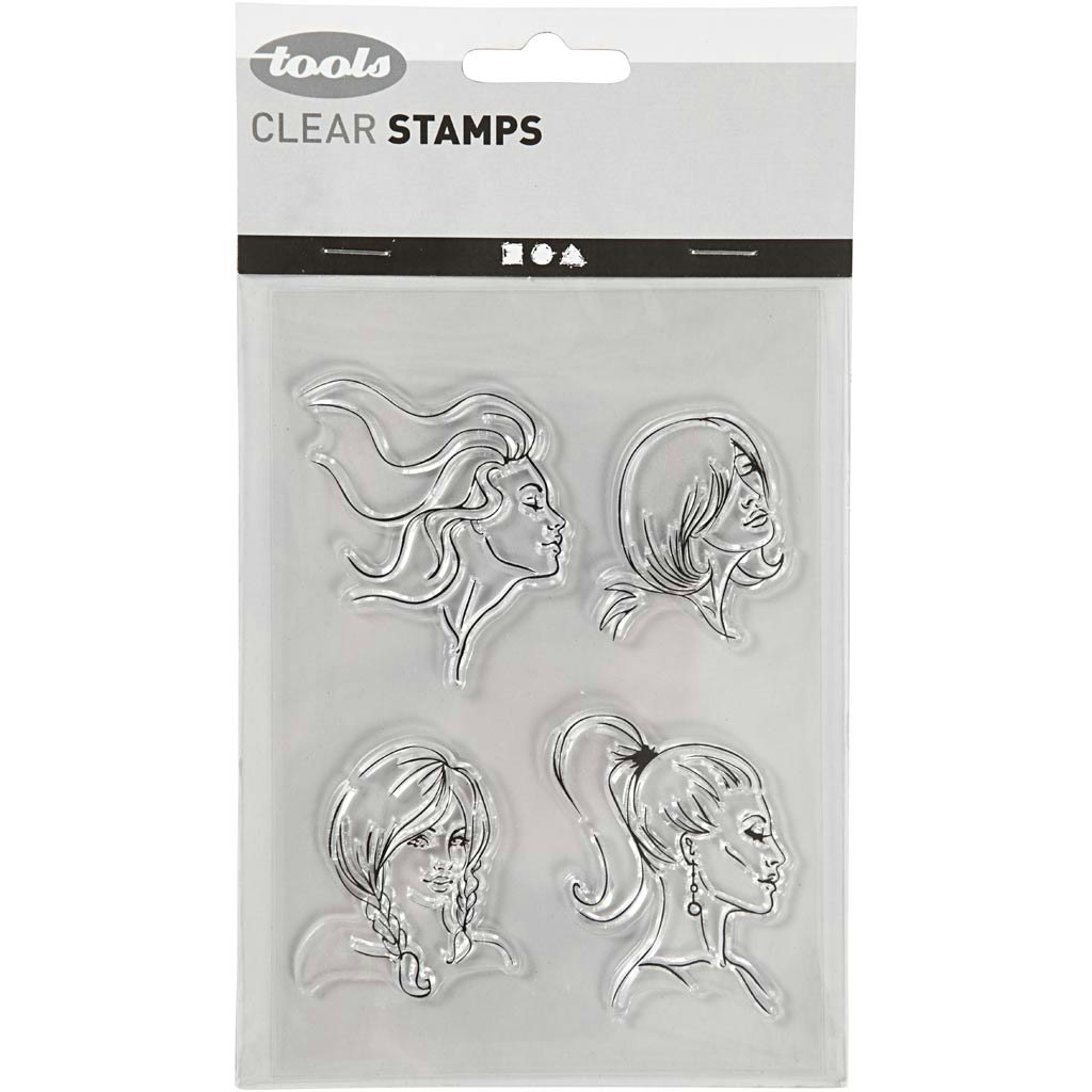 Clear Stamps, frisyrer, 11x15,5 cm, 1 ark