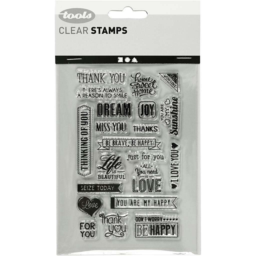 Clear Stamps, engelska ord, 11x15,5 cm, 1 ark
