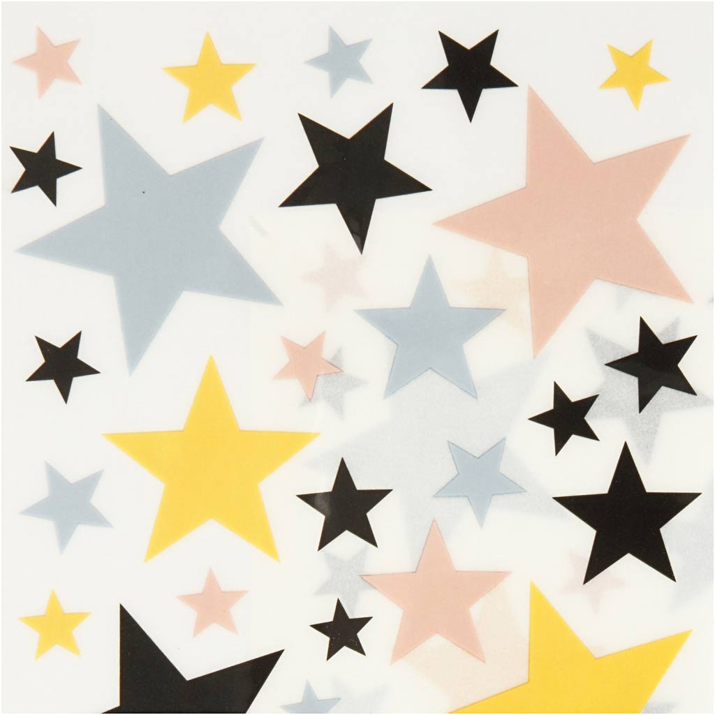 Rub-on stickers, stjärnor, 12,2x15,3 cm, 1 förp.