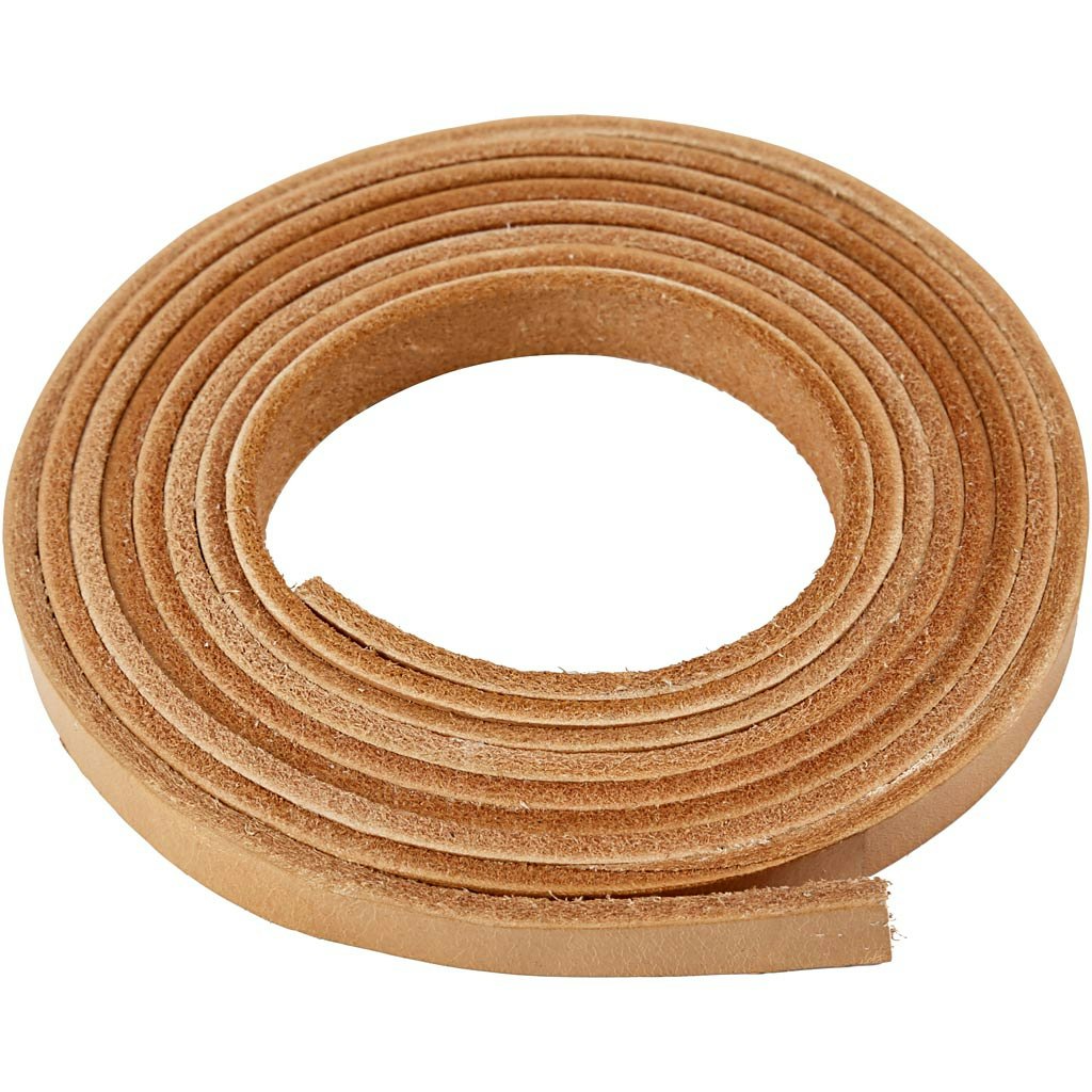 Läderband, B: 10 mm, tjocklek 3 mm, natur, 2 m/ 1 förp.