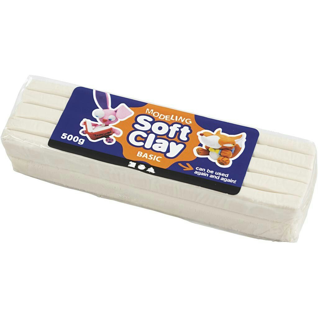 Soft Clay modellera, stl. 13x6x4 cm, vit, 500 g/ 1 förp.