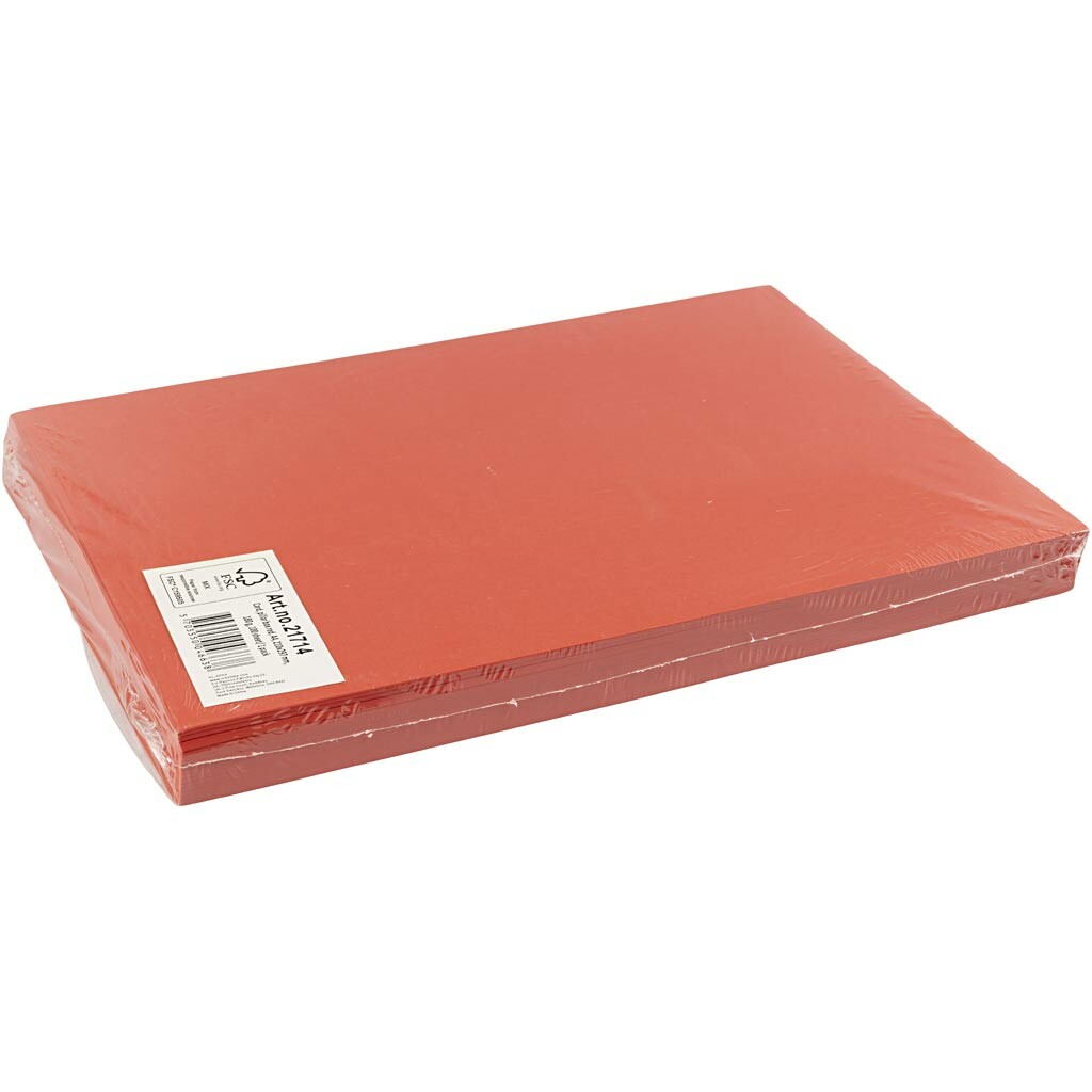 Färgad kartong, A4, 210x297 mm, 180 g, röd, 100 ark/ 1 förp.