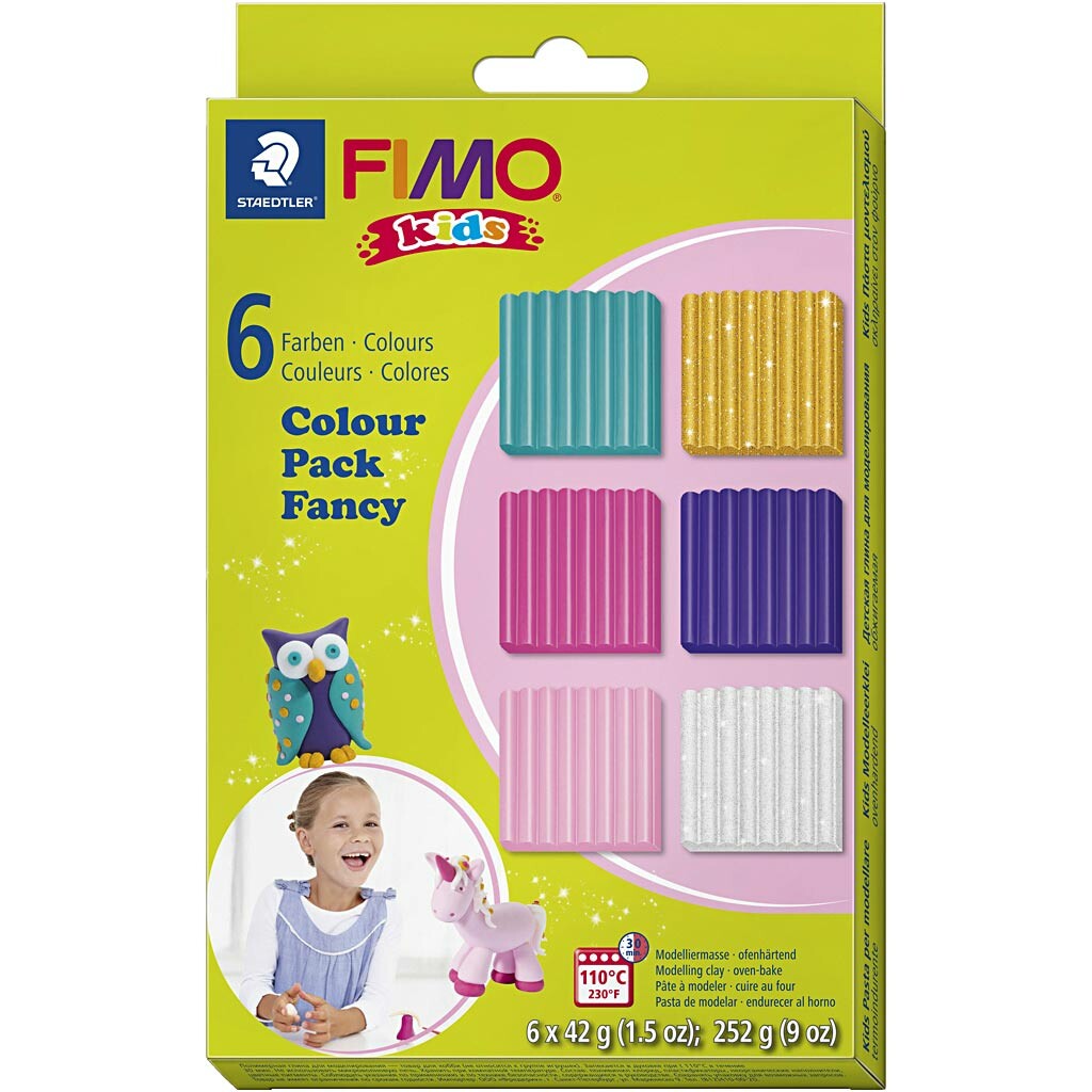 FIMO® Kids Clay, kompletterande färger, 6x42 g/ 1 förp.