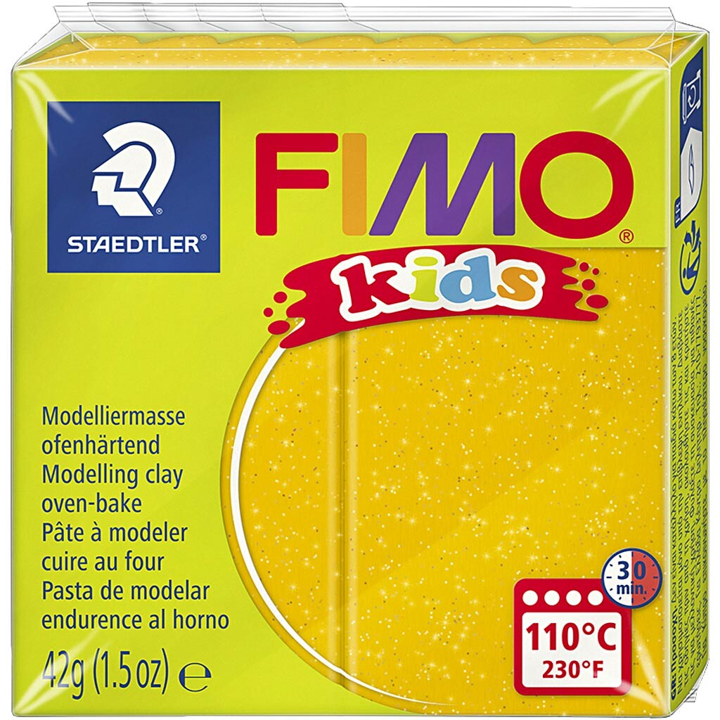 FIMO® Kids Clay, glitter, guld, 42 g/ 1 förp.