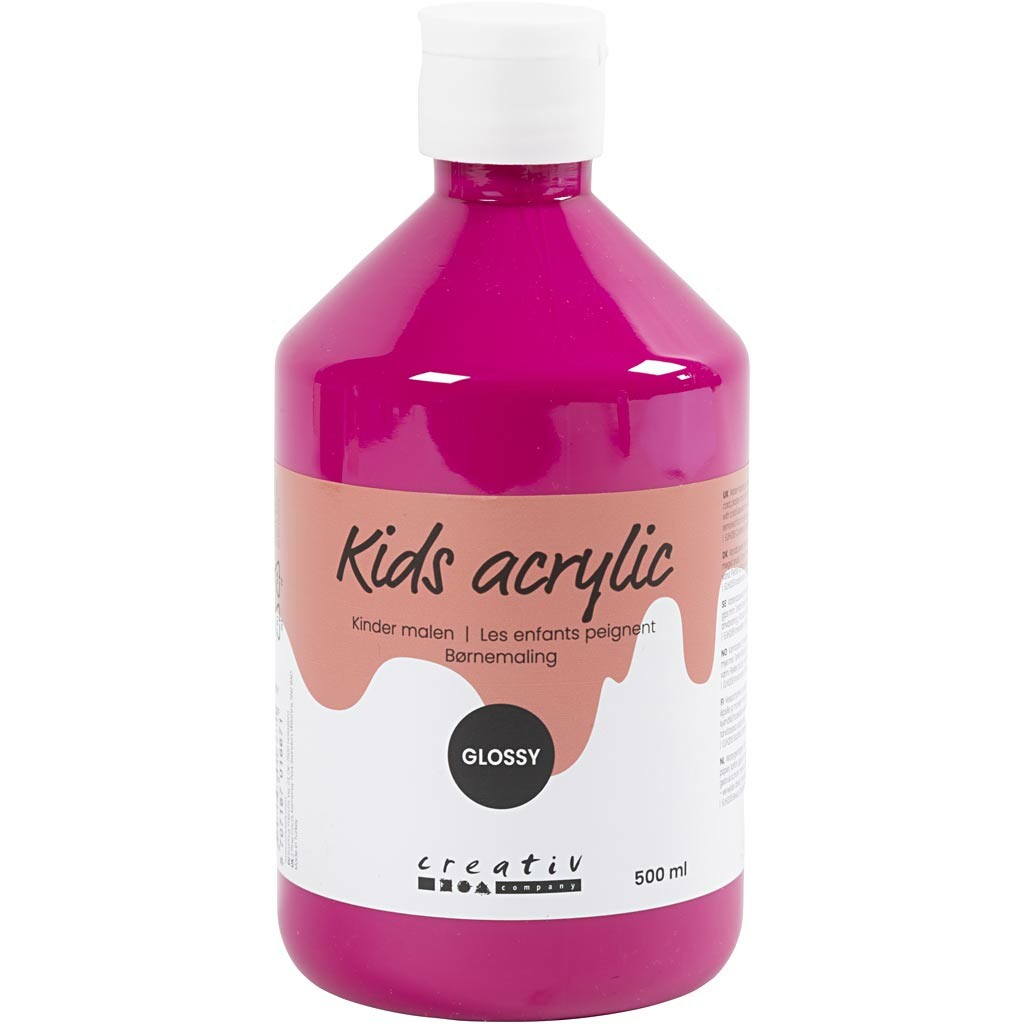 Skolfärg akryl, blank, blank, rosa, 500 ml/ 1 flaska