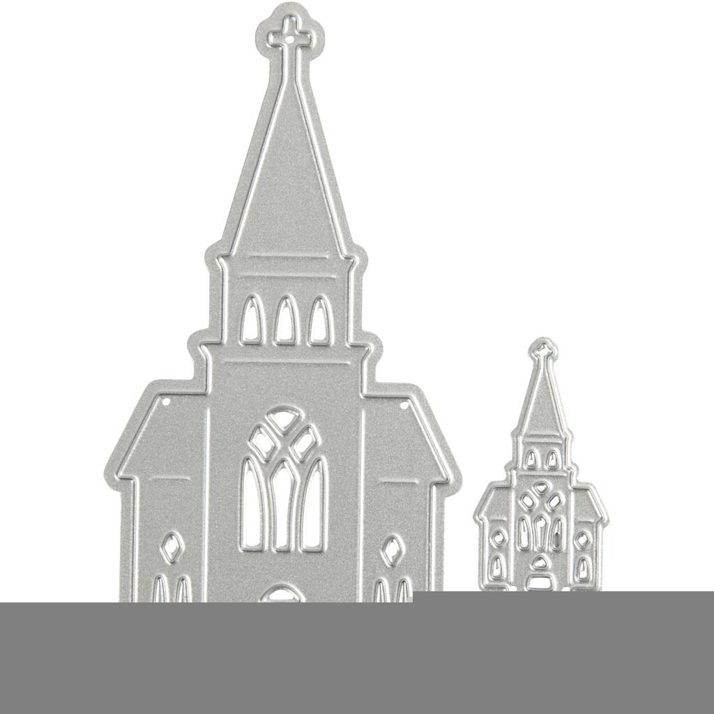 Skär och prägelschablon, kyrkor, stl. 46x91+18x35 mm, 1 st.