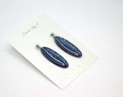 Oval (blå/glitter)