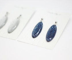 Oval (blå/glitter)