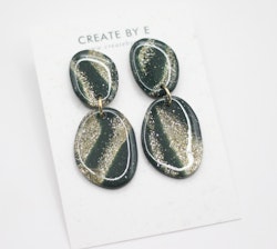 Glossy stone (mörkgrön/guldglitter)