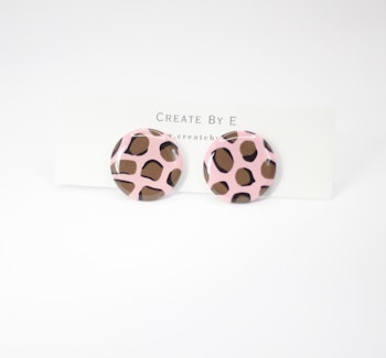 Glossy studs (rosa/leo) 2cm