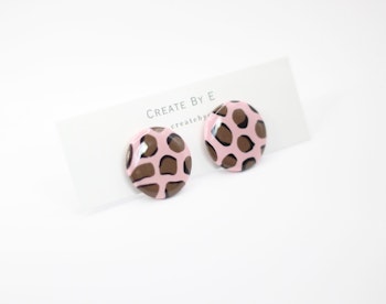 Glossy studs (rosa/leo) 2cm