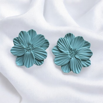 Större blommor studs (ljusblå/grön)