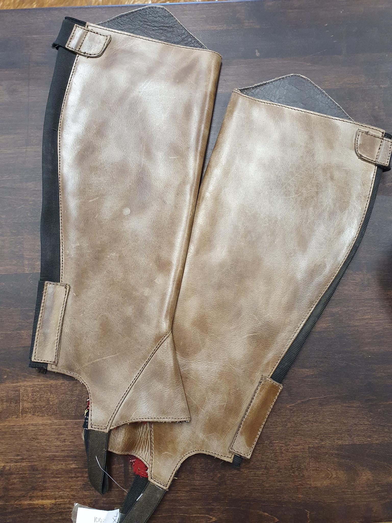 Shortchaps ljusbrunt läder, Längd 48cm XL