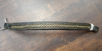 Pannband i brunt läder, 38cm