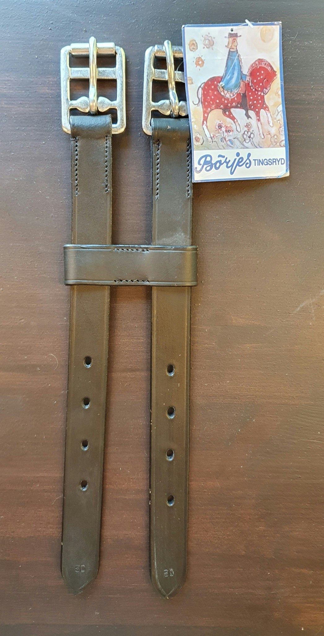 Sadelgjordsförlängare i svart läder, 30cm