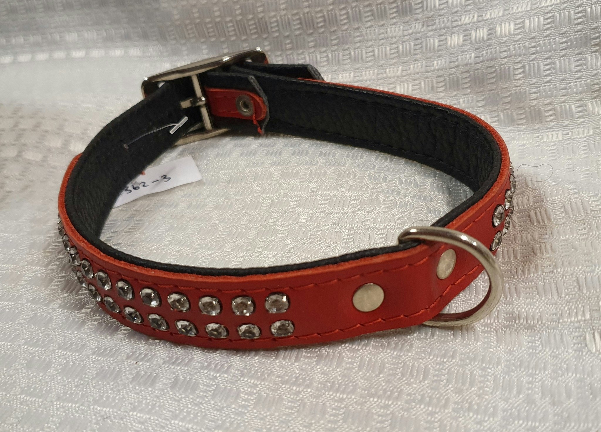 Rött halsband med Strass, ca 30-36cm