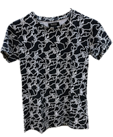 Horze t-shirt, svart med hästmönster stl 34