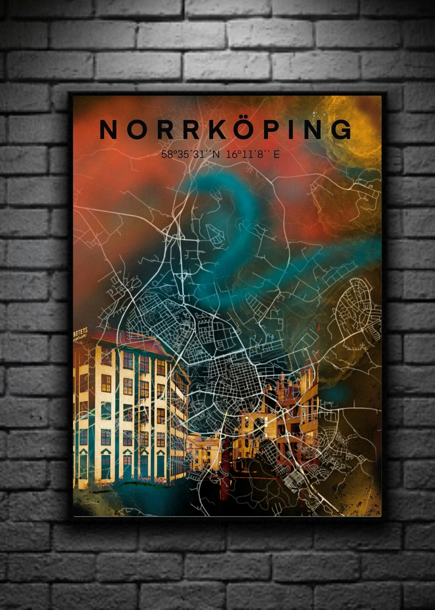 NORRKÖPING strykjärnet digital art print 50x70cm
