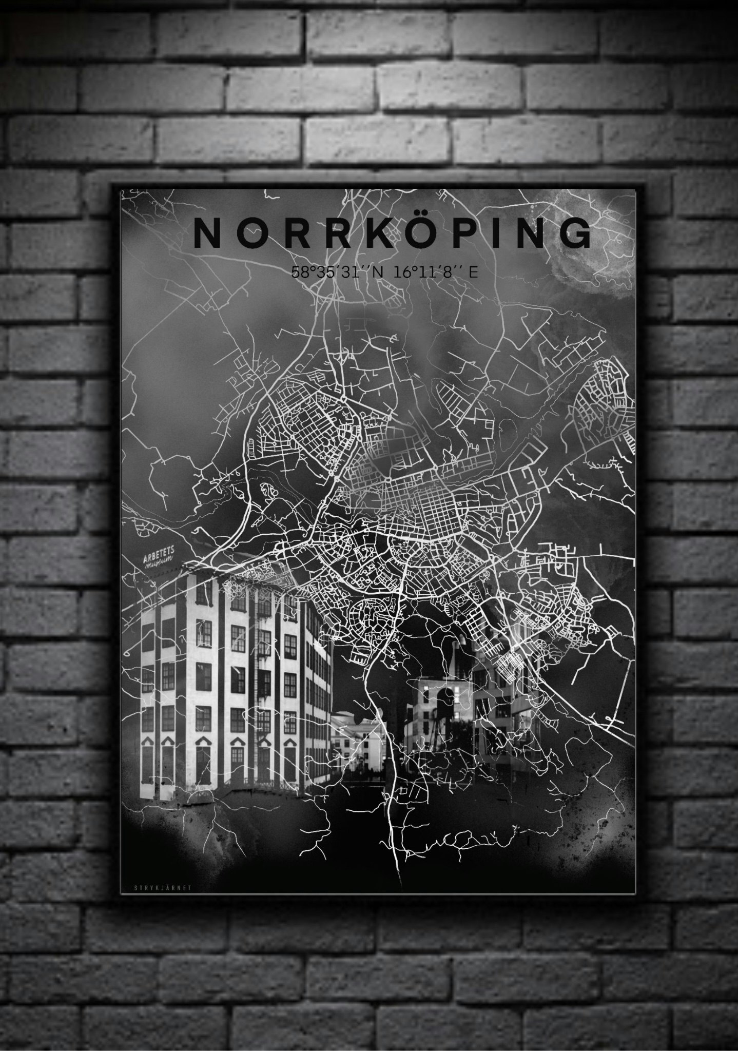 NORRKÖPING strykjärnet  digital art print 50x70 black/white