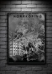 NORRKÖPING strykjärnet  digital art print 50x70 black/white