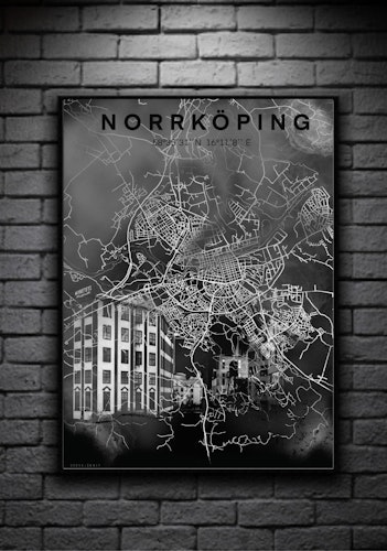 NORRKÖPING strykjärnet  digital art print 50x70 black/white