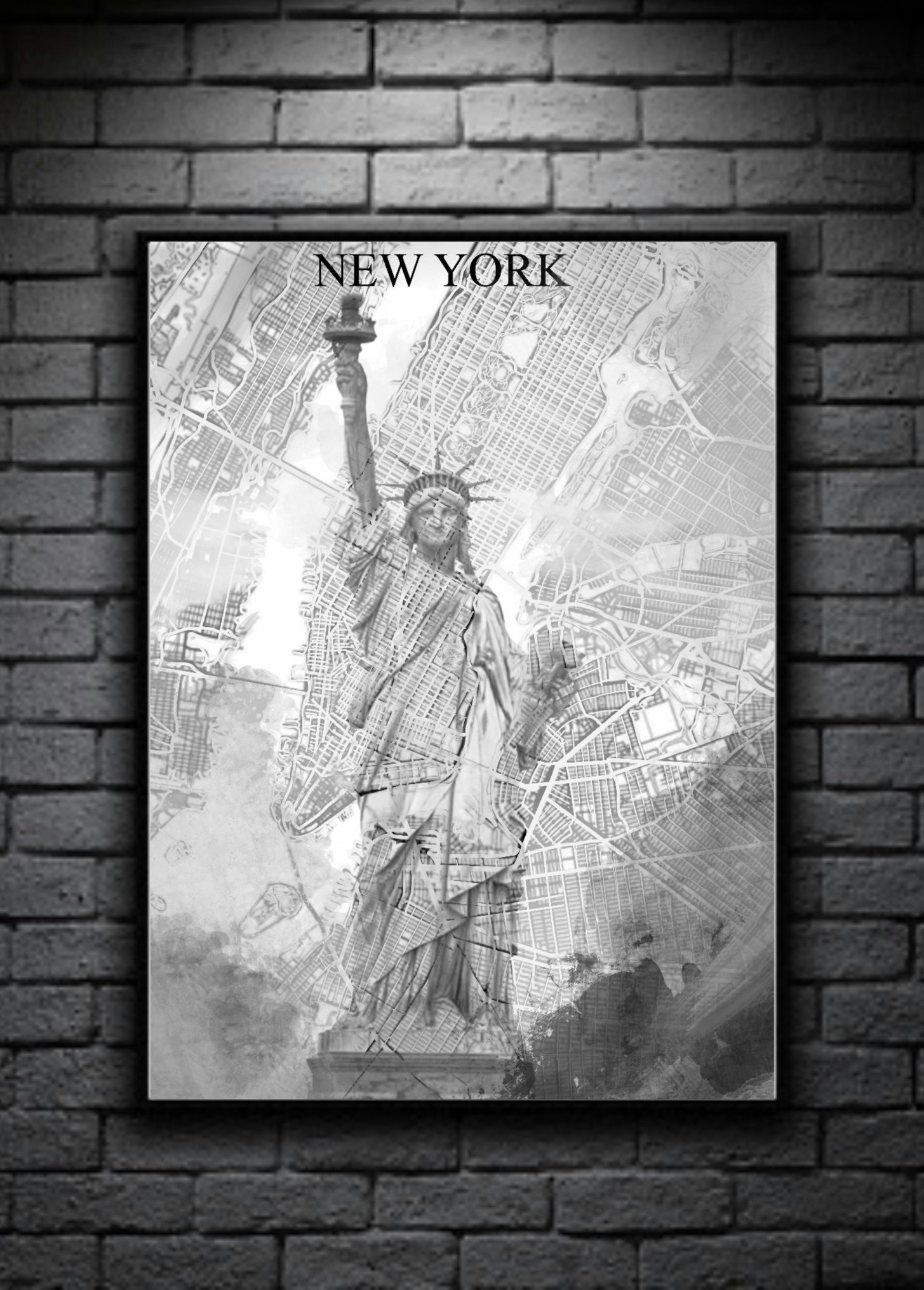 NEW YORK digital art print 50x70cm black/white