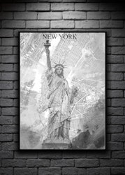 NEW YORK digital art print 50x70cm black/white