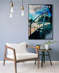 NORRKÖPING Femöresbron grönblå digital artprint 50c70cm