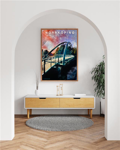 NORRKÖPING Femöresbron rosa Digital artprint 50x70cm