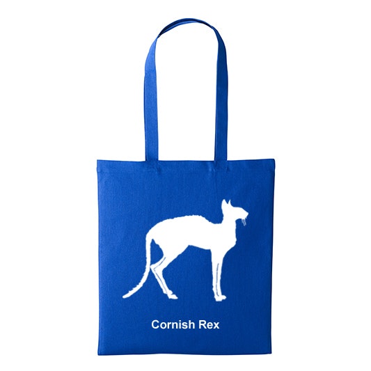 Tygkasse kattras cornish rex CRX ras sverak katt klubb uppfödare shopping miljö bomullskasse sällskap utställning Cornwall