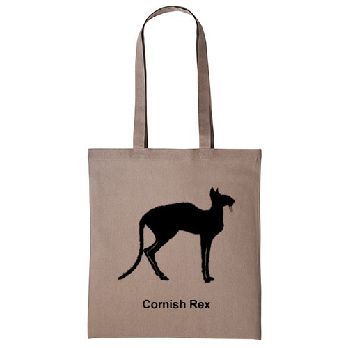 Tygkasse kattras cornish rex CRX ras sverak katt klubb uppfödare shopping miljö bomullskasse sällskap utställning Cornwall