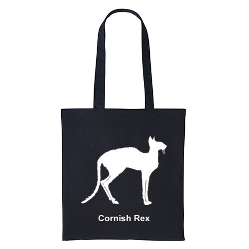 Tygkasse kattras cornish rex CRX ras sverak katt klubb uppfödare shopping miljö bomullskasse sällskap utställning Cornwall