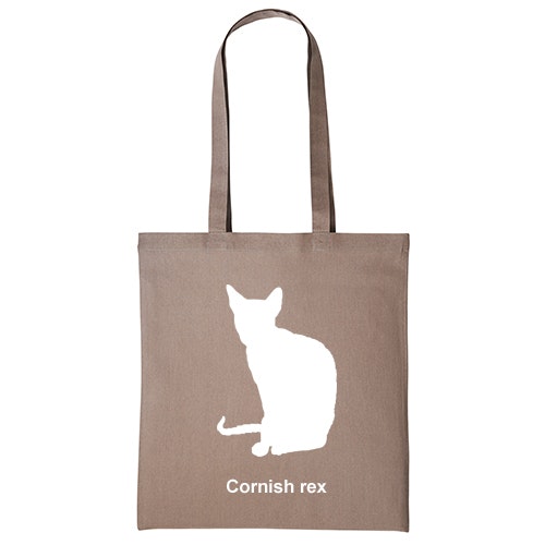 Tygkasse kattras cornish rex CRX ras sverak katt klubb uppfödare shopping miljö bomullskasse sällskap utställning Cornwall