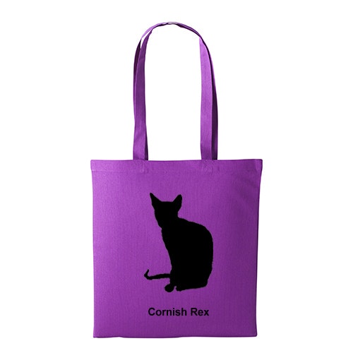 Tygkasse kattras cornish rex CRX ras sverak katt klubb uppfödare shopping miljö bomullskasse sällskap utställning Cornwall