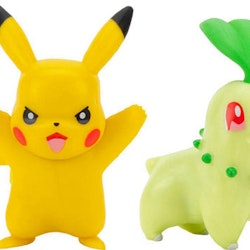 Pokemon battle figure Pikachu och Chikorita